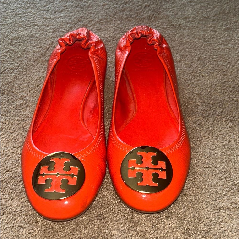 Tory Burch bright orange ballerina flats